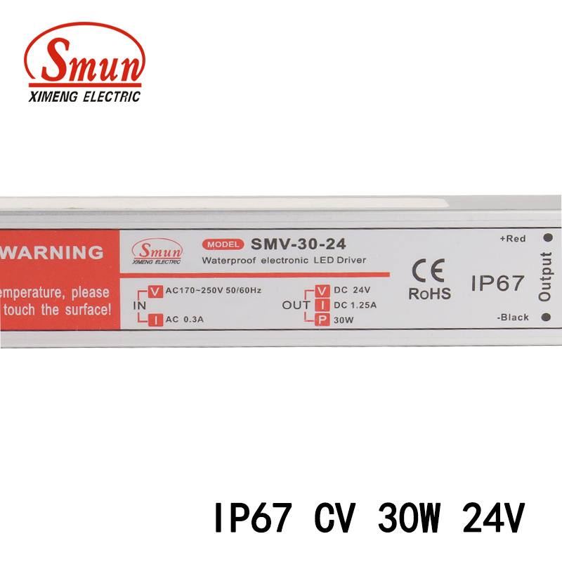 Smv-30-24 30W 24V 1.2A Waterproof IP67 Constant Voltage Power Supply