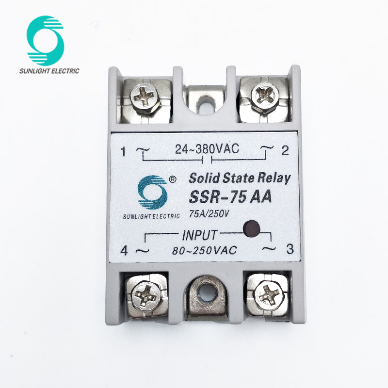 SSR-75AA 75A 90-250VAC Input 24-380VAC Output Single Phase AC to AC SSR Solid State Relay