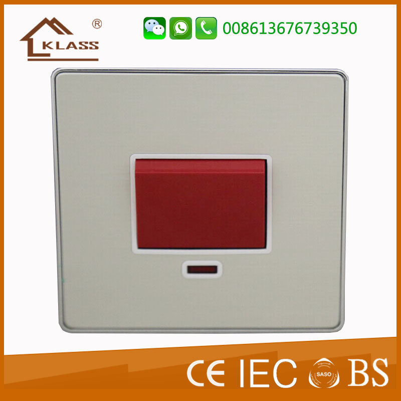 Brush Aluminum 45A Dp Switch with Neon
