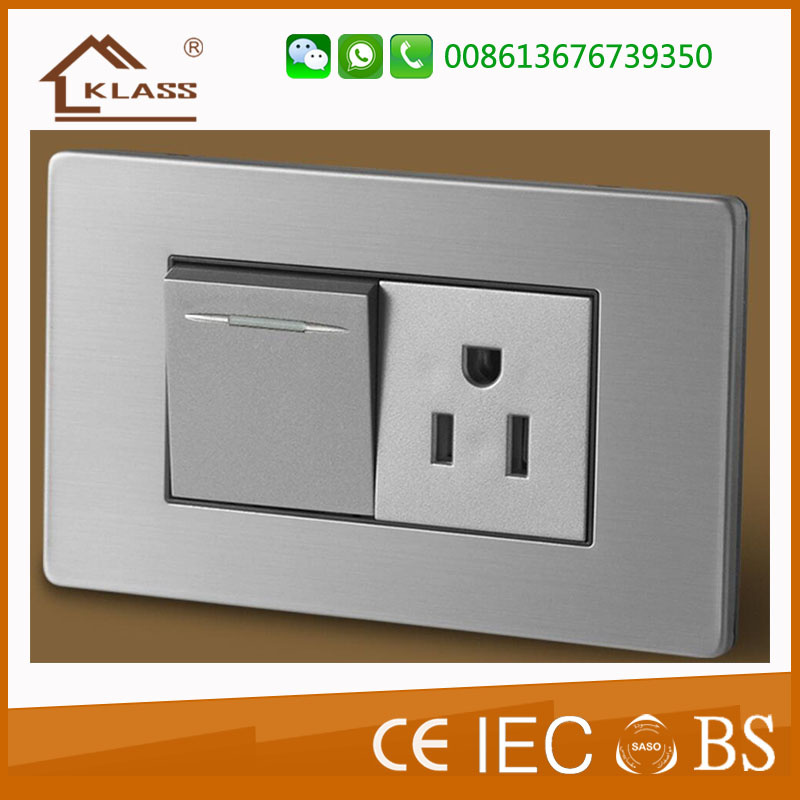 Wenzhou Factory Brushed Stainless Steel Hotel Switch Socket with Ce Certificate