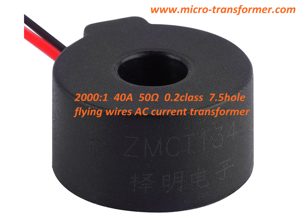 2000: 1 40A 50ohm 0.2class 7.5hole Flying Wires Current Transformer (ZMCT134)
