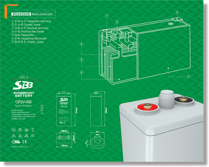 Sunbright Manufacture Opzv 2V490ah Gel Battery