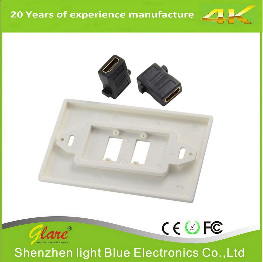 White Color Dual Outlet Female HDMI Wall Plate