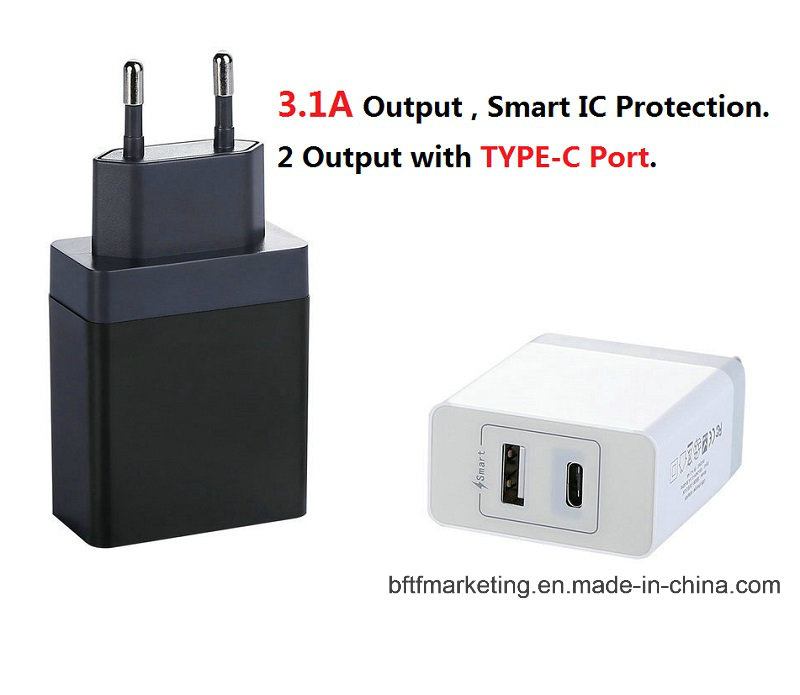 3.1A Type C 2 Ports Multiple USB Charger