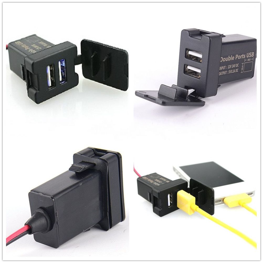 Toyota Vigo 12V 2.1A Dual USB Port Power Socket Mobile GPS Car Charger