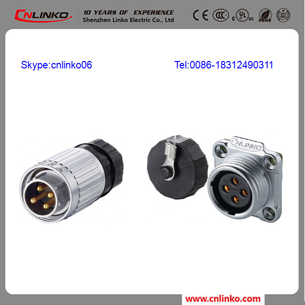 IP67 Electrical Cable Connectors and Terminal 4pin DC Wateproof Connector