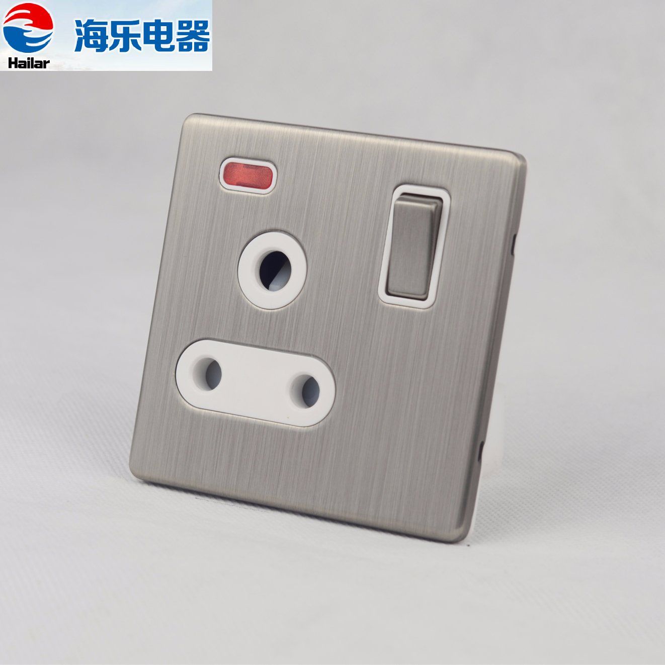 UK Standard Africa 15A 1 Gang Switched Round-Pin Socket with Indicator