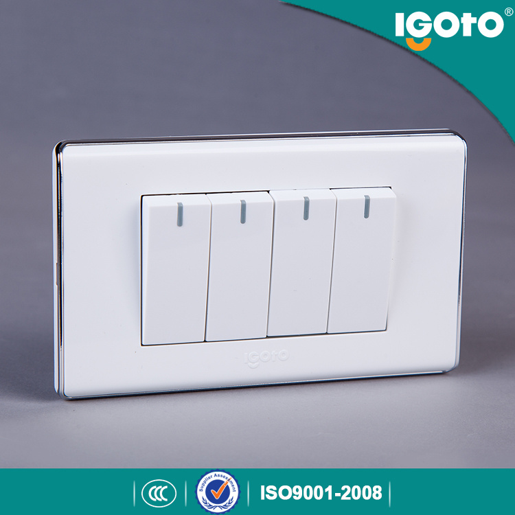 American Style 4 Gang 1 Way Electrical Wall Switch for Home
