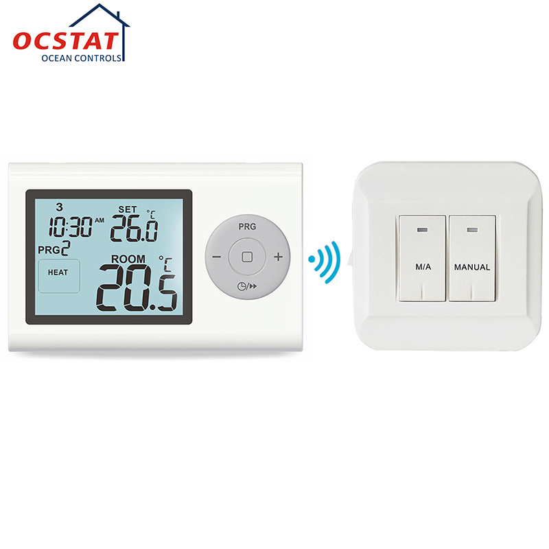 Large LCD Display Wireless Programmable RF Heating Room Thermostat