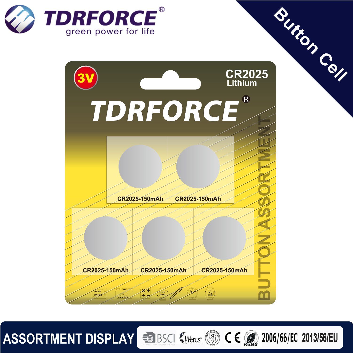 3V Cr Button Cell Lithium Battery with Ce for Toy (CR 5PCS)