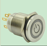 19mm Power Symbol Hyperplane Metal Stainless Steel Push Button Switch