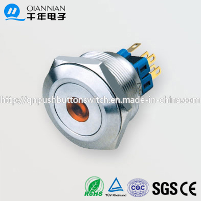 28mm 1no Nc/2no 2nc Resetable Self-Locking Flat DOT Illuminated IP67 Ik10 Push Button Switch
