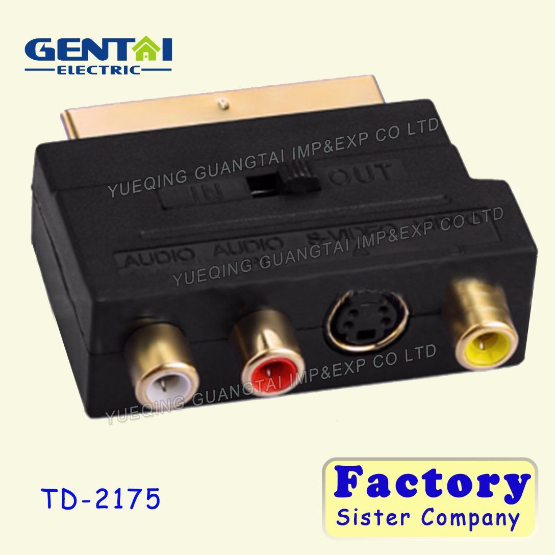 Good Quality 21 Pins to 3RCA with Switch Scart Plug