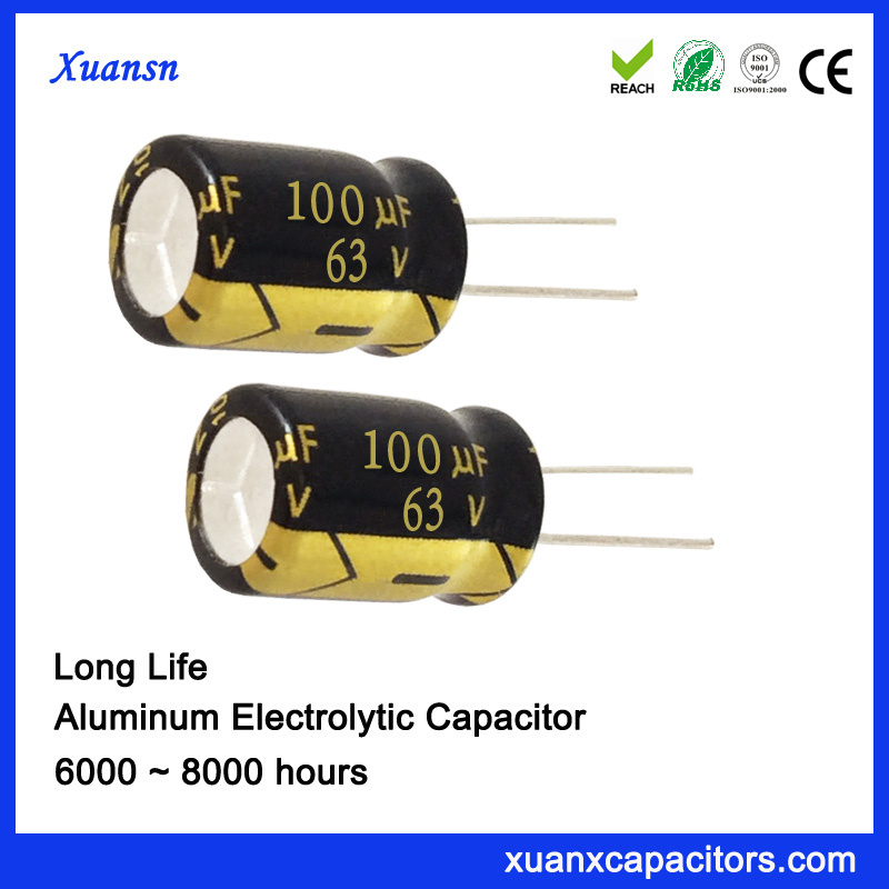63V 100UF 8*12mm Electrolytic Capacitor 8000hours