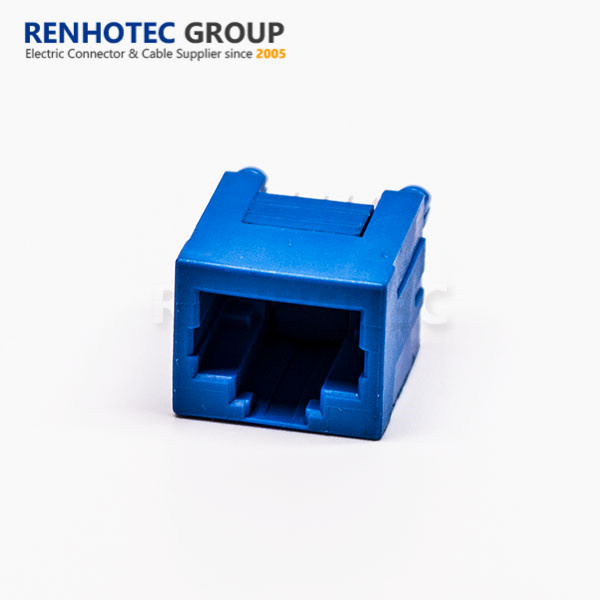 Single Port Blue Colour CAT6 RJ45 PCB Connector
