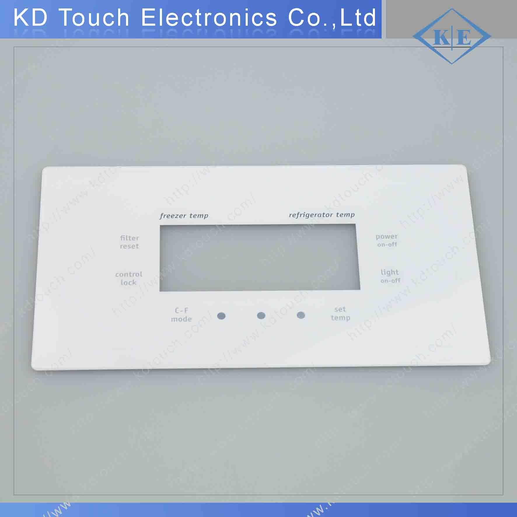 Ge PE Membrane Switch Overlay Control for Refrigerator with Transparent LED Window