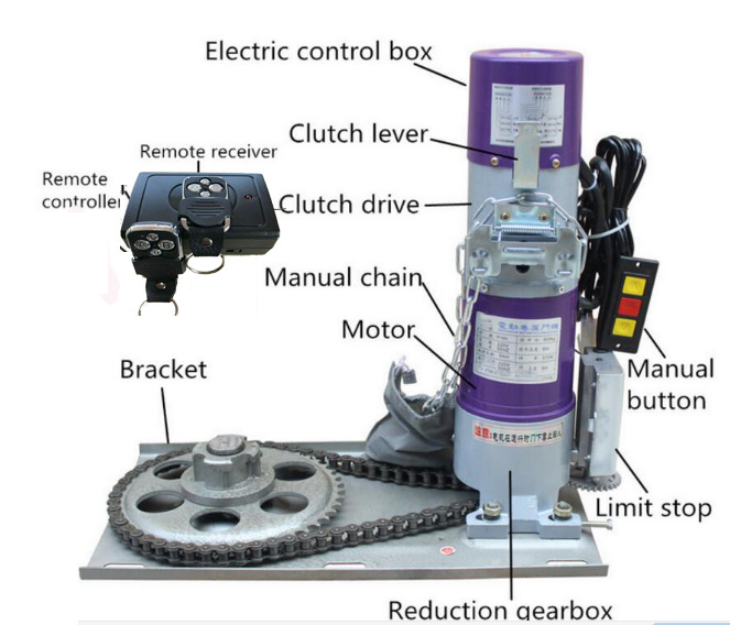 AC 500kg Rolling Shutter Side Motor / Backup Battery Rolling Door Motor