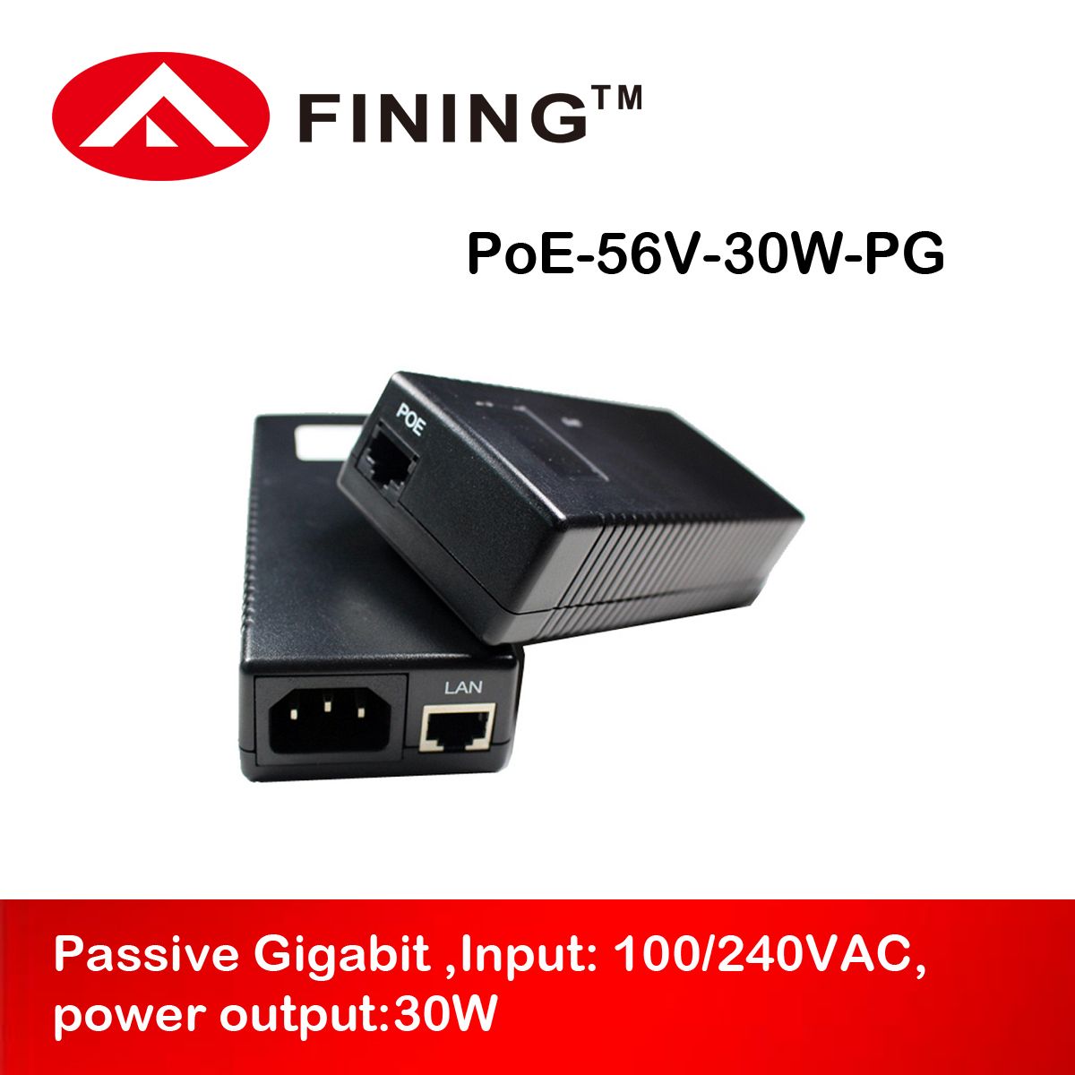56V0.54A Gigabit Passive Poe Injector Adapter for Wireless Aps IP Phones Cameras