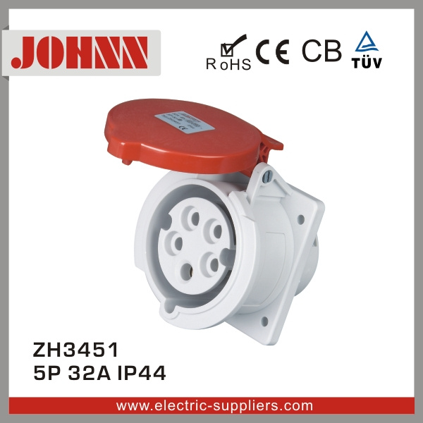 IP44 5p 32A Panel Mounted Socket for Industrial