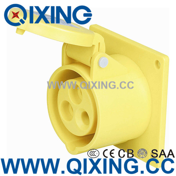 Cee Yellow 16A Straight Type Panel Mounted Socket