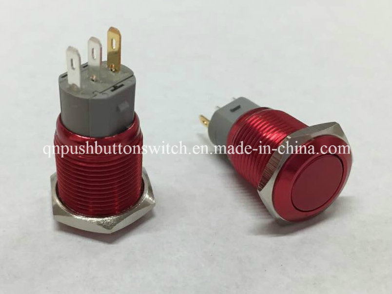 16mm Mini Waterproof IP67 Plated Color Latching/Momentary Switch