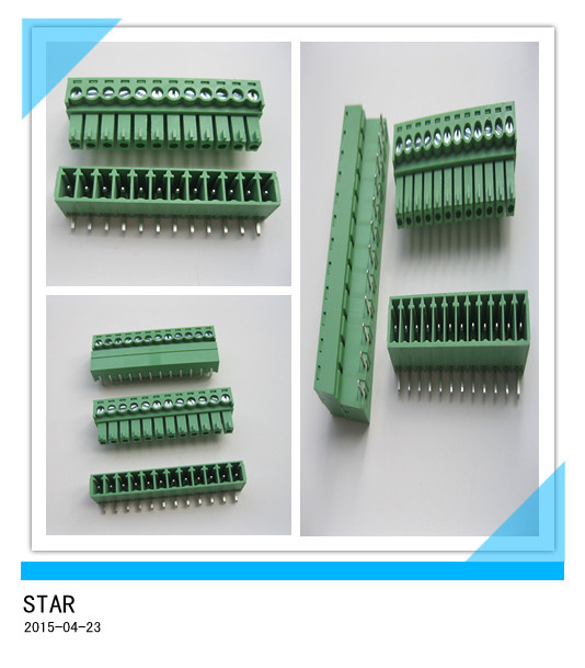 3.5mm Angle 12 Pin/Way Green Pluggable Type Screw Terminal Block Connector
