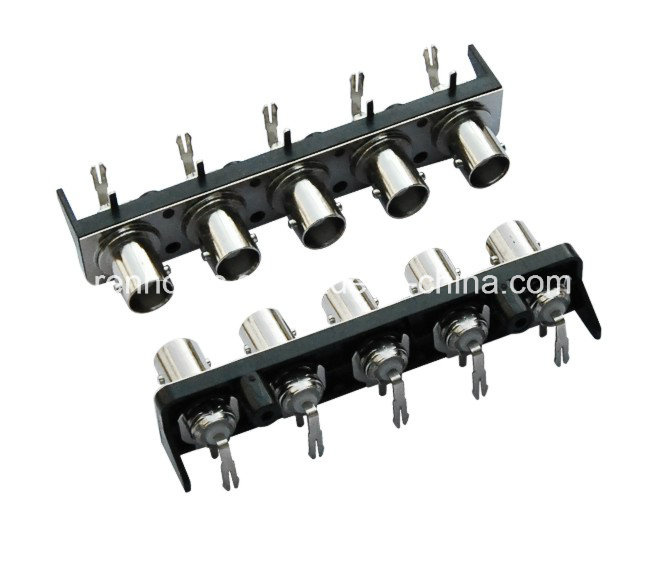 Right Angle Female BNC Connector Electrical 5 Port PCB Connector