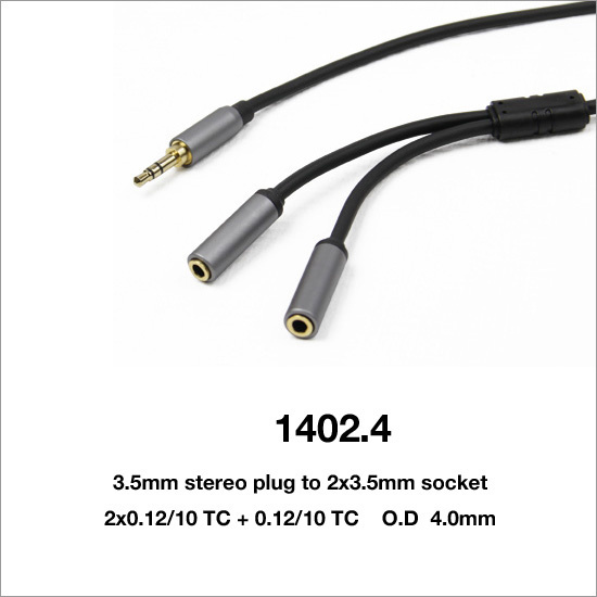 Aux Cable Mini 3.5mm Stereo Plug to 2X3.5mm Socket (1402-4)