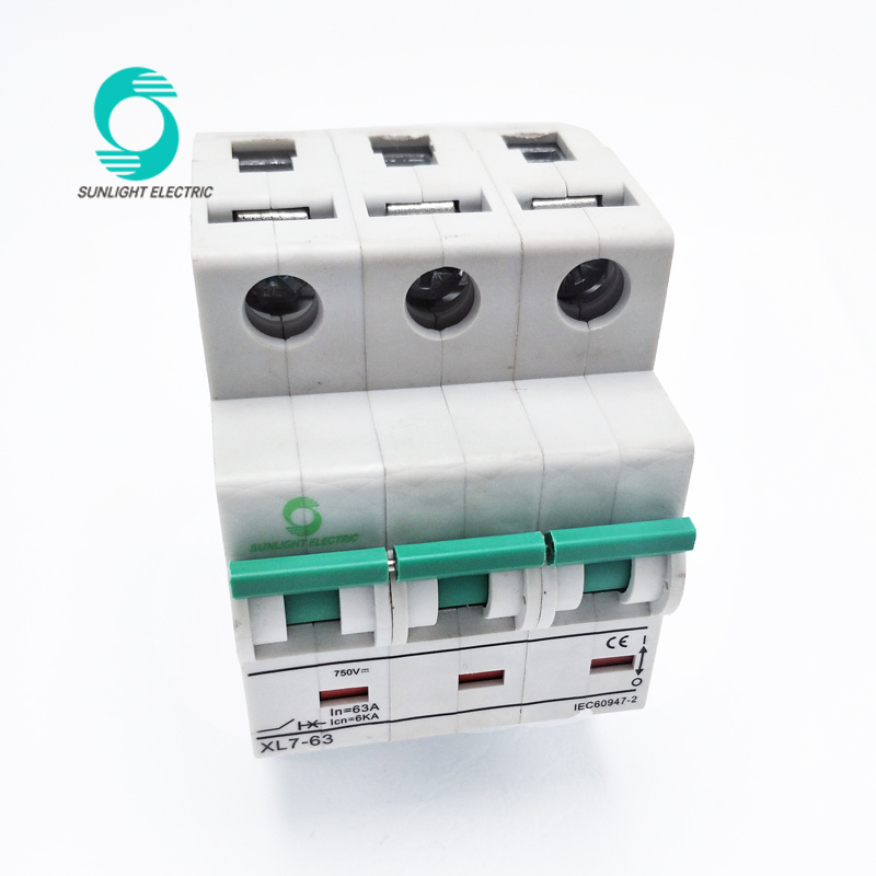 XL7-63 IEC60947 16 20 32 40 50 63 AMP 63A 1 2 3 4 Poles Miniature Circuit Breaker DC MCB