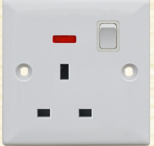 British Standard 13A Switch Socket with Neon