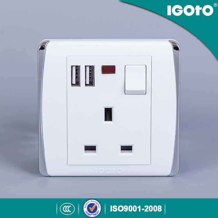 Igoto British Standard 13A Wall Switch Socket USB Wall Switch Socket