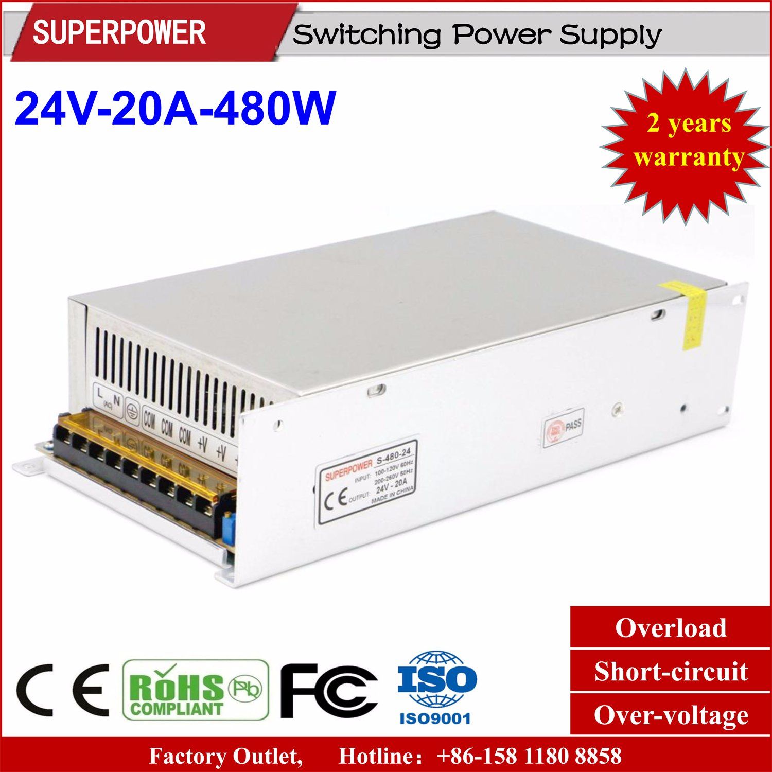 24V 20A 480W Switching Power Supply Reserved for Printer