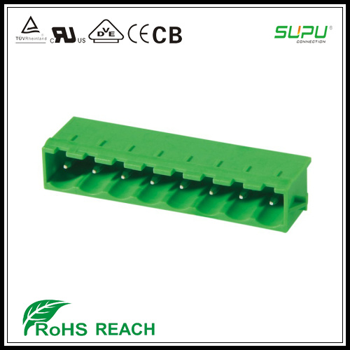 Header 5.0/5.08mm Pitch Angled Pin Male Connector with Locking Device