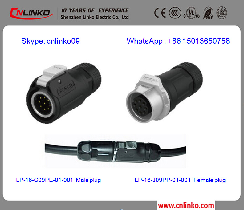 M16 Size Plastic Female Plug/9pin Female Connector