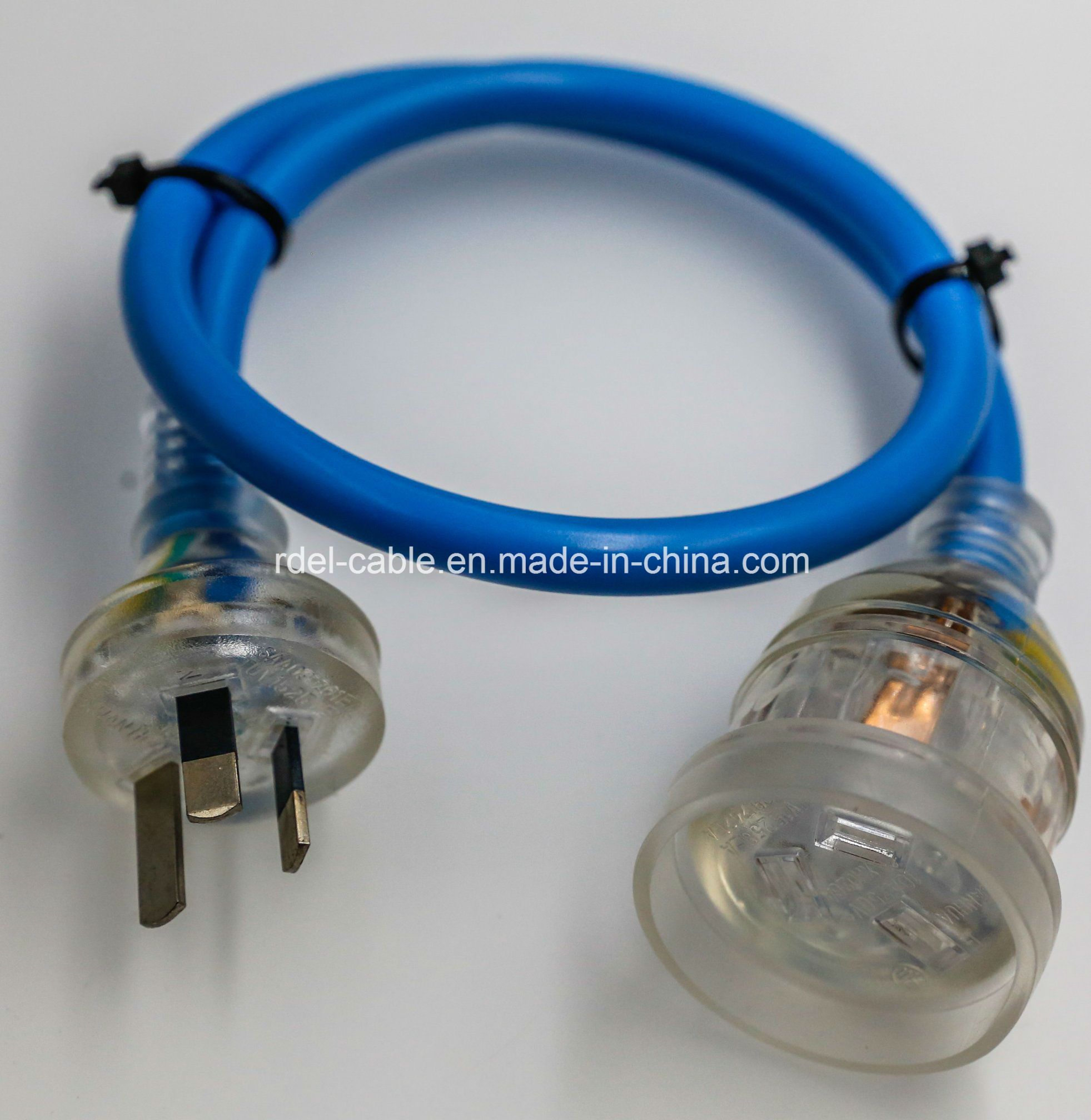 Australian SAA Transparent Power Cord with Male and Female Plug