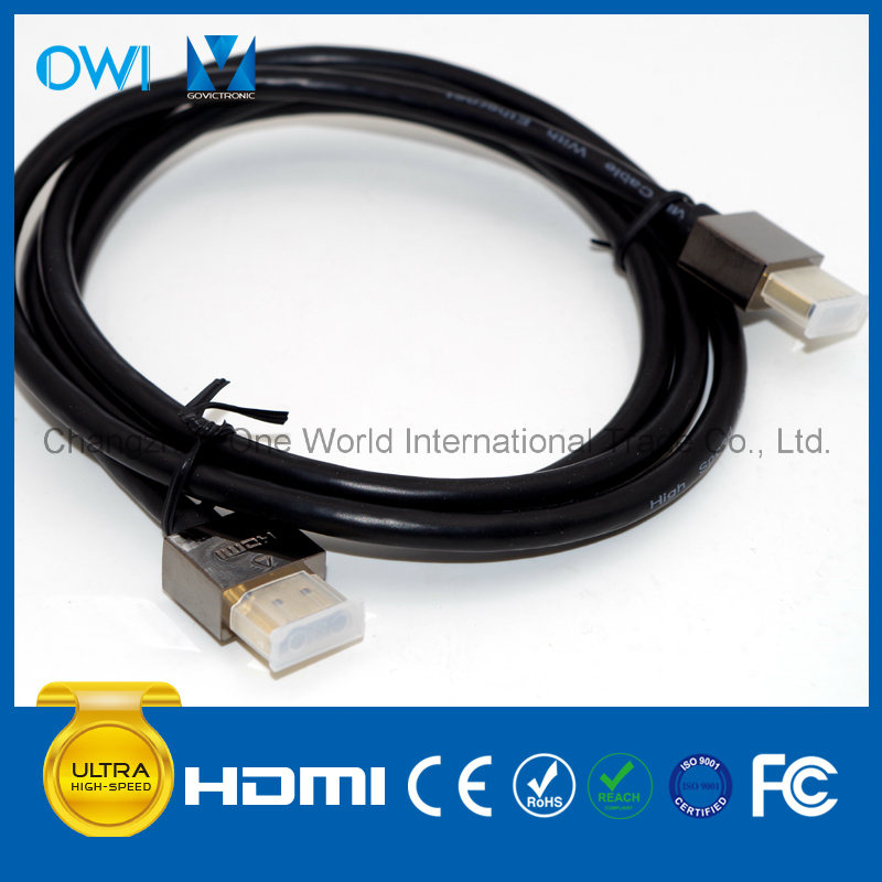 Slim HDMI 19 Pin Plug-Plug Cable for 4K & HDTV with Black Plug