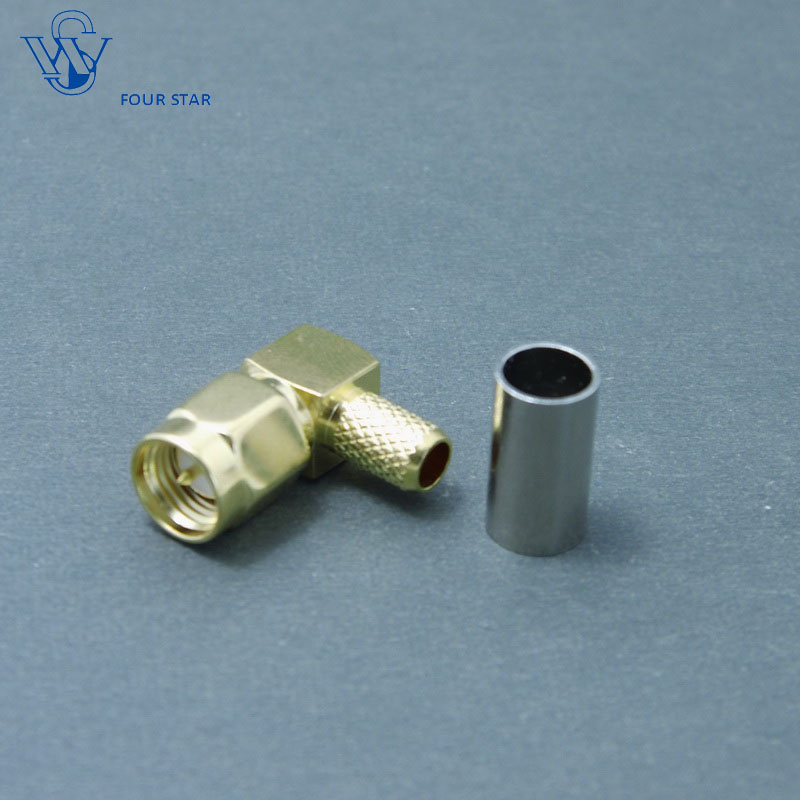 Male Right Angle RF SMA Crimp Connector for Rg58 Cable