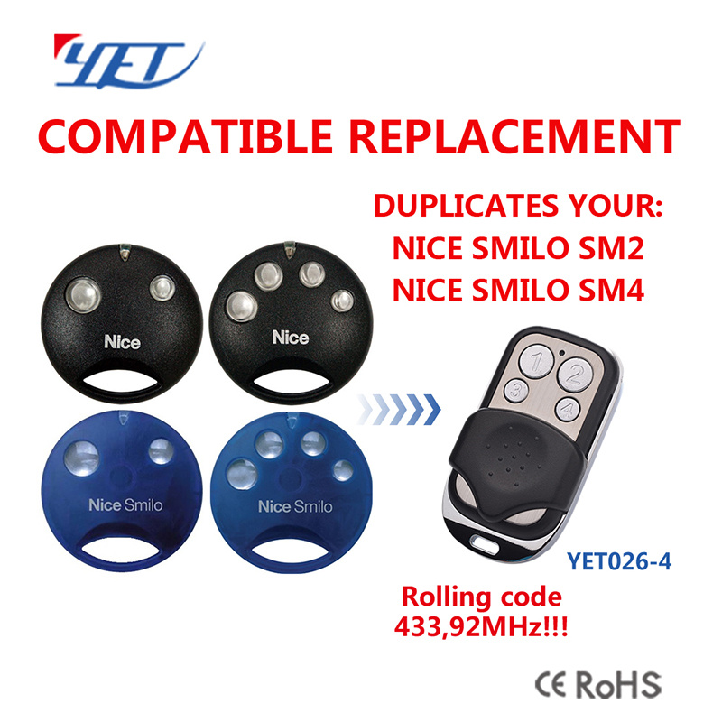 Compatible Nice-Smilo Remote Control, Bft Transmitter, Beninca Allmatic Key Fob Yet026