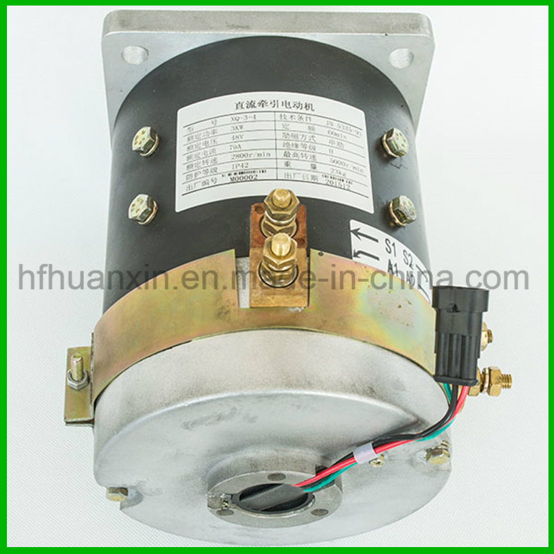 Electric Golf Cart 3kw 48V DC Series Motor Model Xq-3-4 Work with Curtis 1204m-5203 DC Series Traction Motor