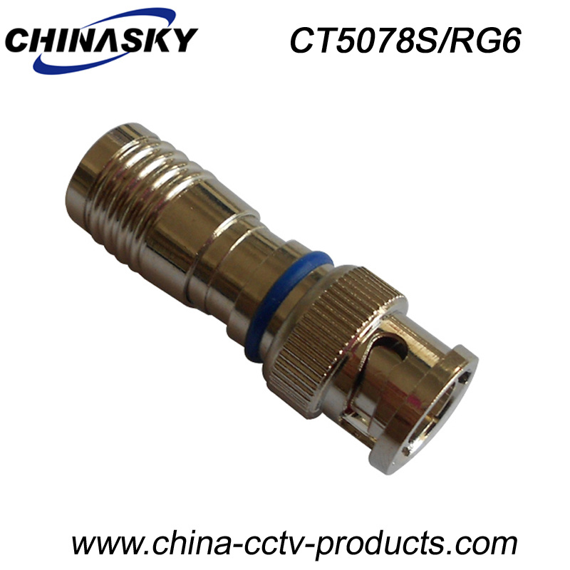 Silver Plated BNC Male Compression Connector for RG6 Cable (CT5078S/RG6)