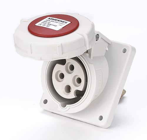 16A 2P+PE IP67 Panel mounted socket(Angle) (MN1442)