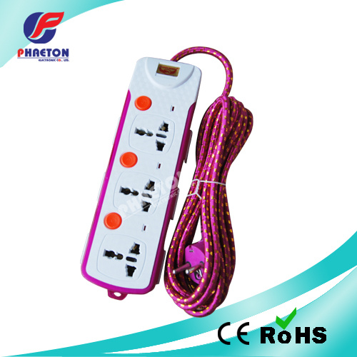 Colors 3way Universal Extension Socket with Switch