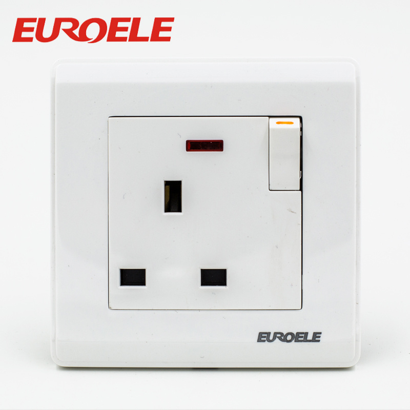 UK British Type 86*86mm 250V/13A Single Wall Switched Socket