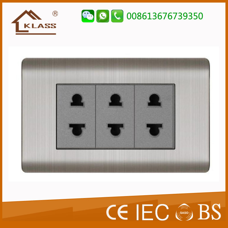 Metal Clad Triple 2pin Socket Good for Middle East