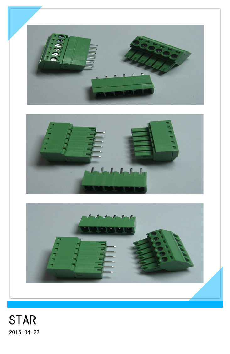 3.5mm 6 Pin/Way Green Pluggable Type Screw Terminal Block Connector