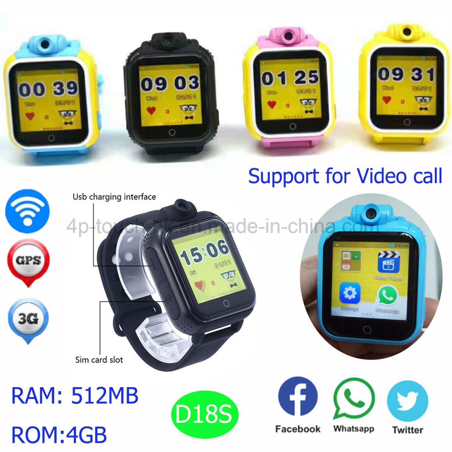 3G/WCDMA GPS Tracker Watch with Video Calling D18s