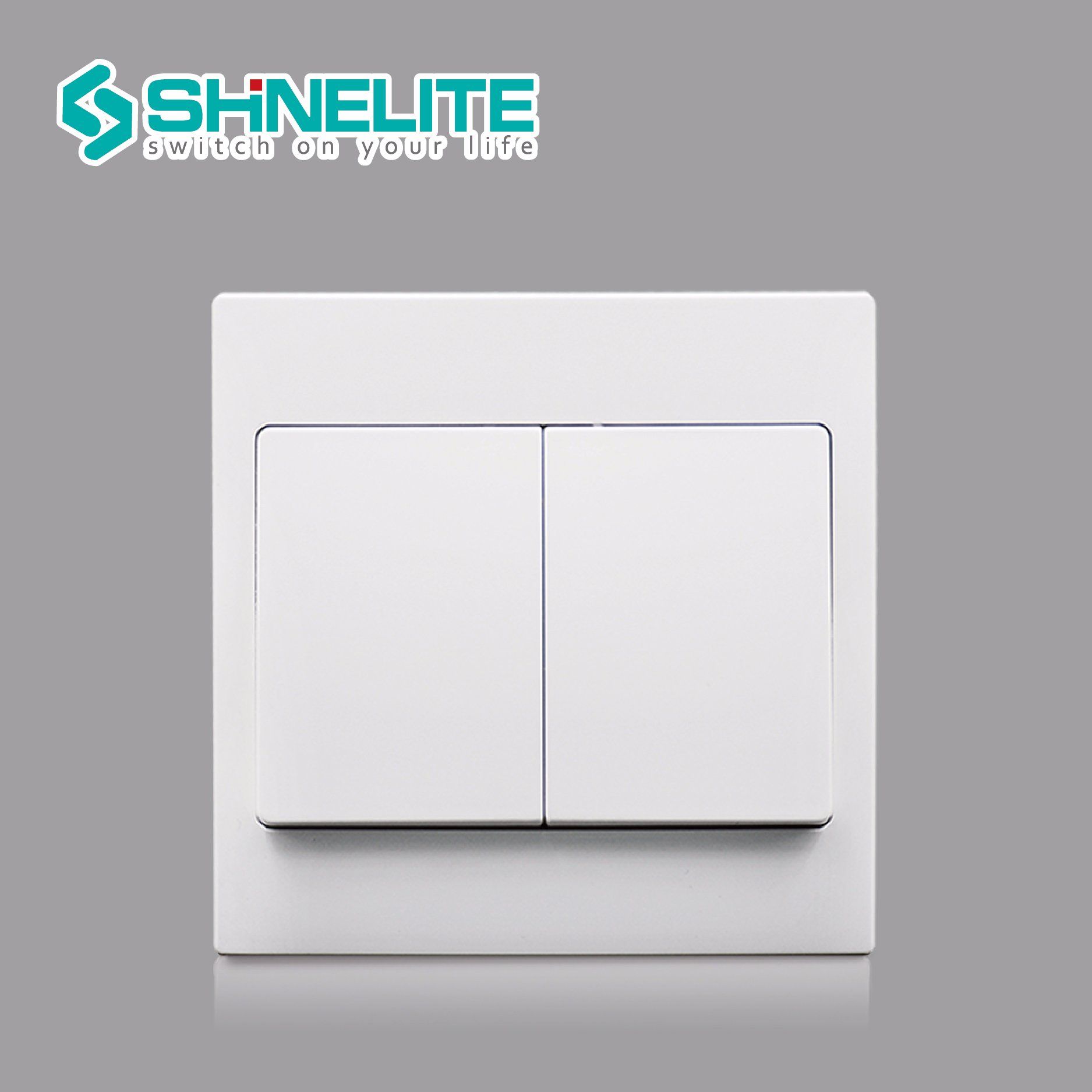 Plastic Plate 2 Gang 1 Way Light Switch with Ce
