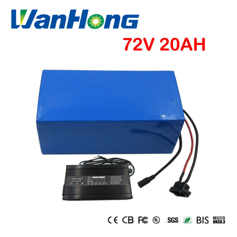 Rechargeable 72V Ebike Battery 2000W 72V 20ah Lithium Battery