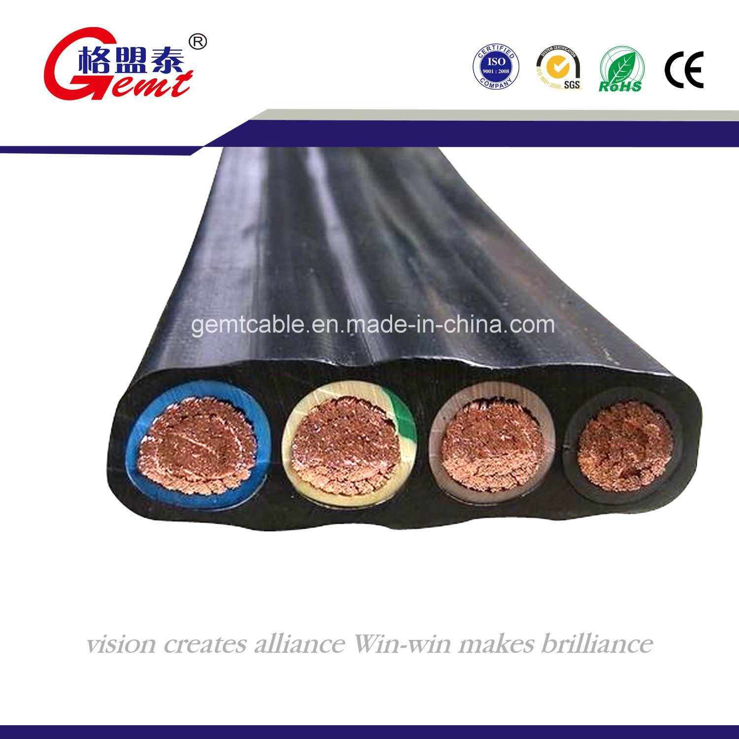 Flat Rubber Cable 4core Copper Conductor