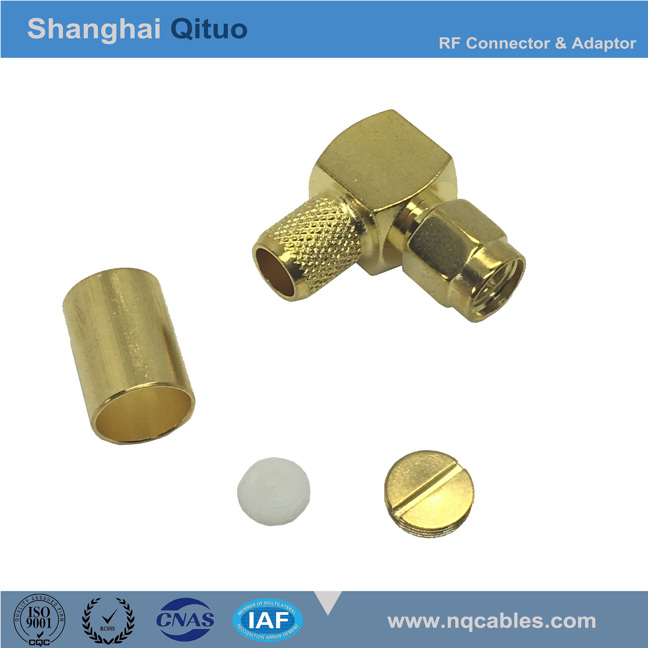 RF Connector SMA Right Angle Male Plug Crimp for 5dfb Cable (SMA-JW-C-5D)